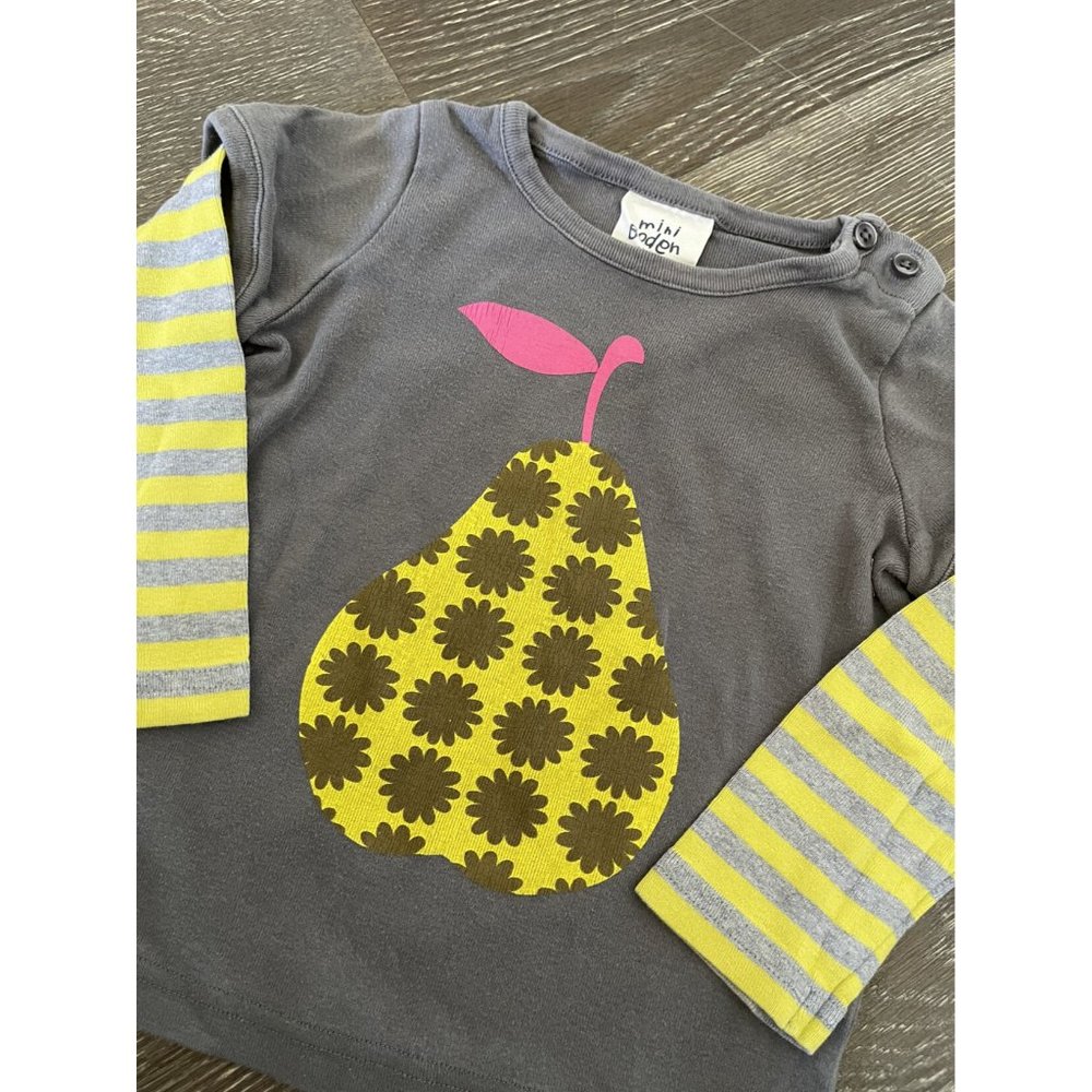 Mini Boden Toddler Girls Pear Logo Long Sleeve Shirt Sz 18-24m - Picture 2 of 3